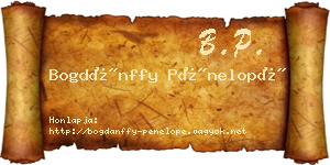 Bogdánffy Pénelopé névjegykártya